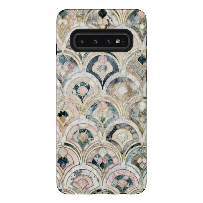 Galaxy S10 StrongFit Art Deco Marble Tiles in Soft Pastels by Micklyn Le Feuvre