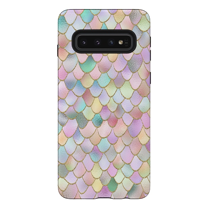 Galaxy S10 StrongFit Blush Rose Gold Wonky Mermaid Scales by  Utart
