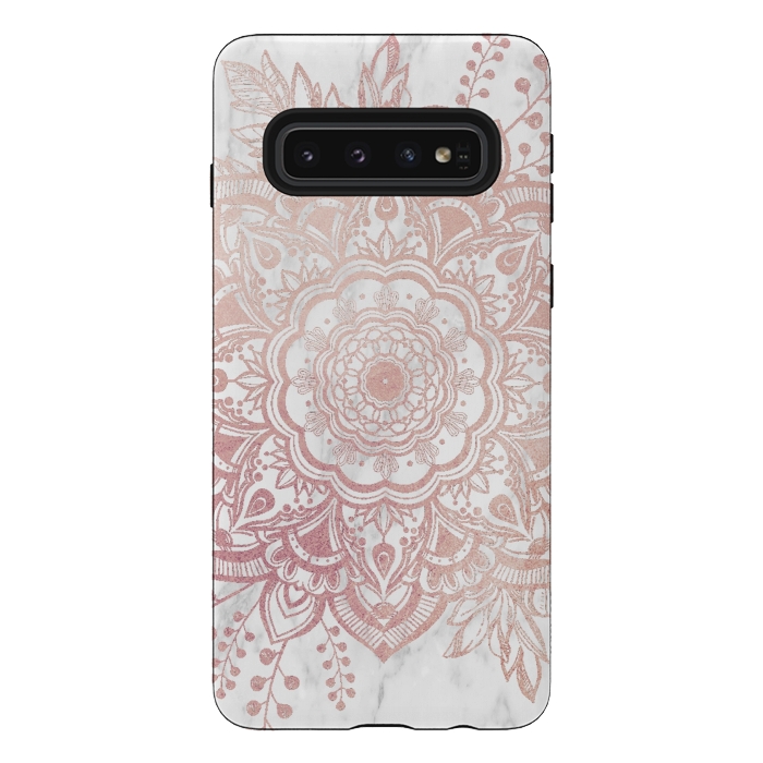Galaxy S10 StrongFit Queen Starring of Mandala-White Marble by ''CVogiatzi.