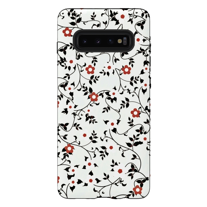 Galaxy S10 plus StrongFit Read & white flowers by Jms