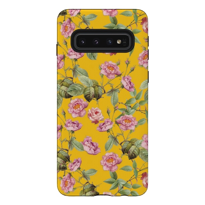 Galaxy S10 StrongFit Pink Roses on Yellow by  Utart