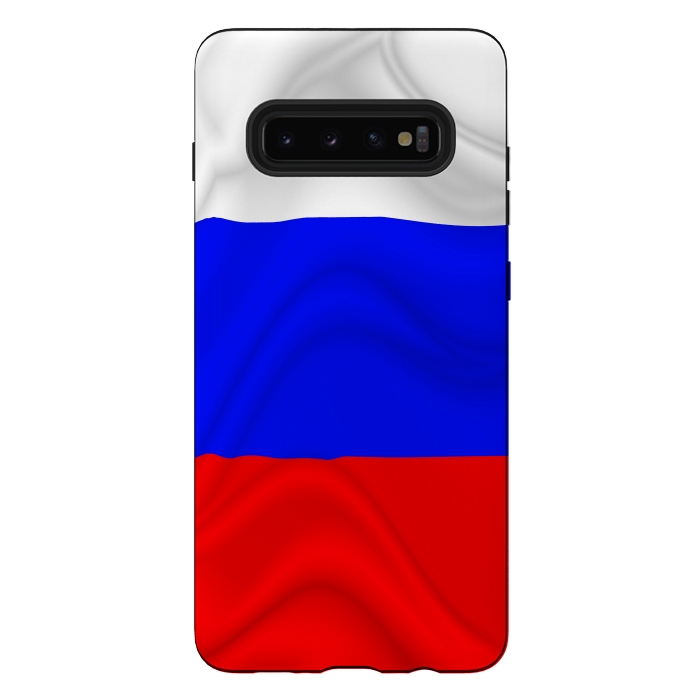 Galaxy S10 plus StrongFit Russia Waving Flag Digital Silk Satin Fabric by BluedarkArt