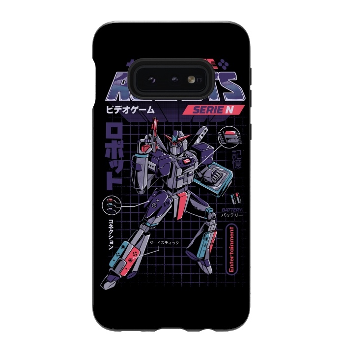 Galaxy S10e StrongFit Video Game Robot - Model N by Ilustrata