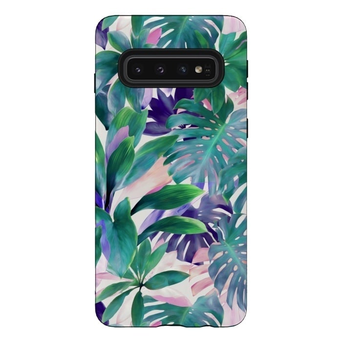 Galaxy S10 StrongFit Pastel Summer Tropical Jungle by Micklyn Le Feuvre