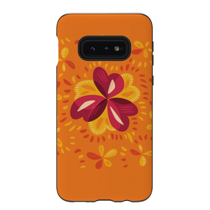 Galaxy S10e StrongFit Abstract Clovers In Pink Yellow And Orange by Boriana Giormova