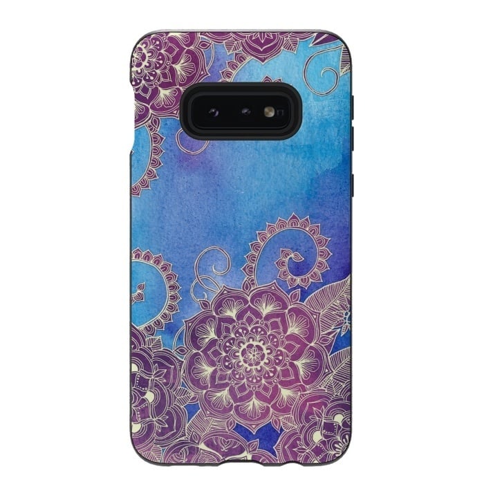 Galaxy S10e StrongFit Magnolia & Magenta Floral on Watercolor by Micklyn Le Feuvre