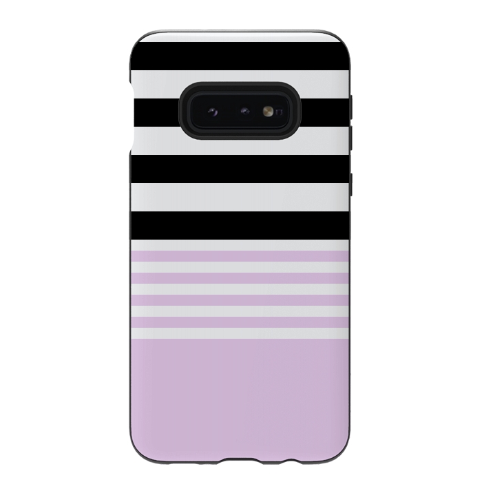 Galaxy S10e StrongFit pink black stripes by Vincent Patrick Trinidad