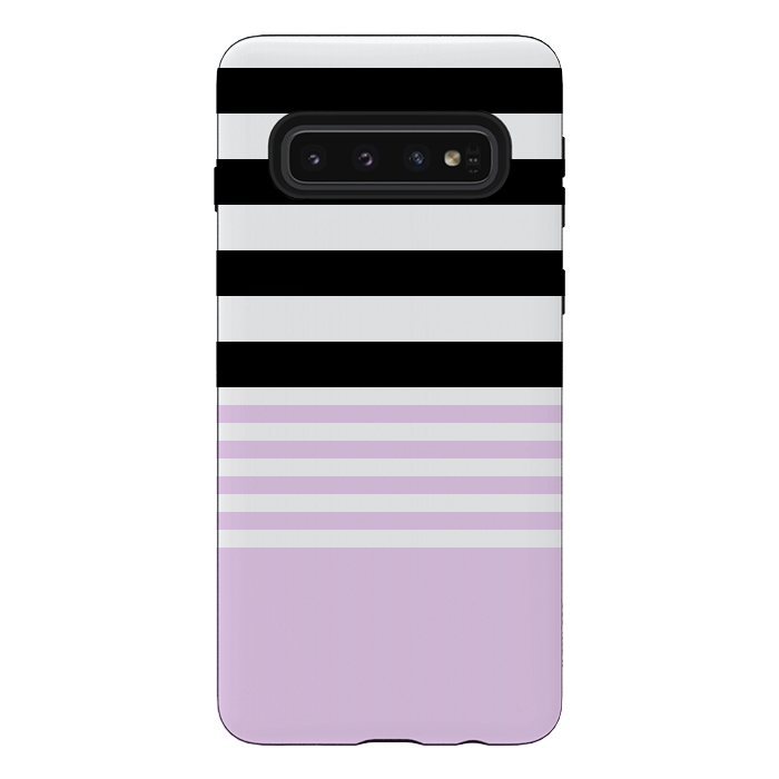 Galaxy S10 StrongFit pink black stripes by Vincent Patrick Trinidad