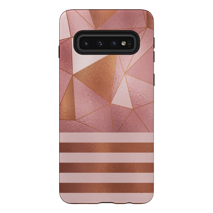Galaxy S10 StrongFit Abstract Metallic Rose Gold by Quirk It Up
