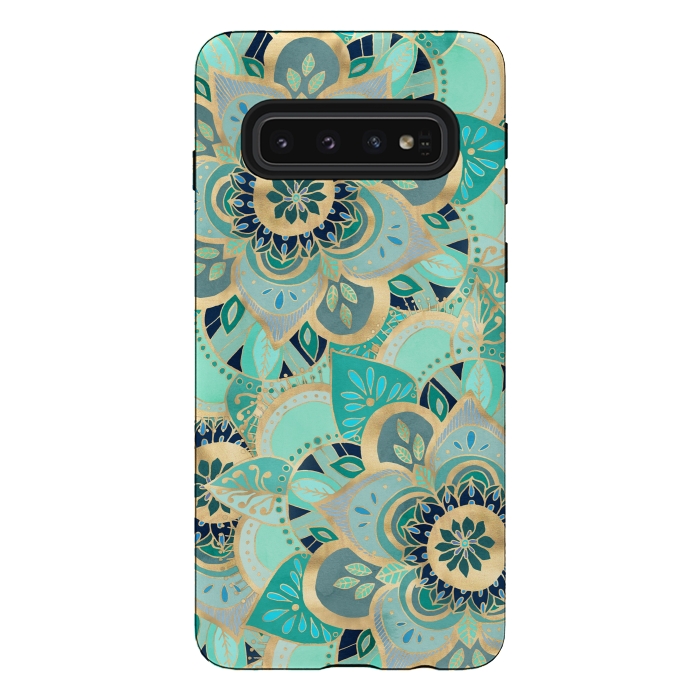 Galaxy S10 StrongFit Emerald and Gold Mandalas by Tangerine-Tane