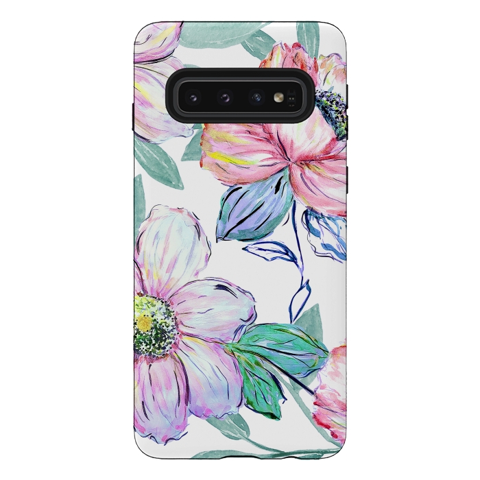Galaxy S10 StrongFit Romantic watercolor flowers hand paint design by InovArts