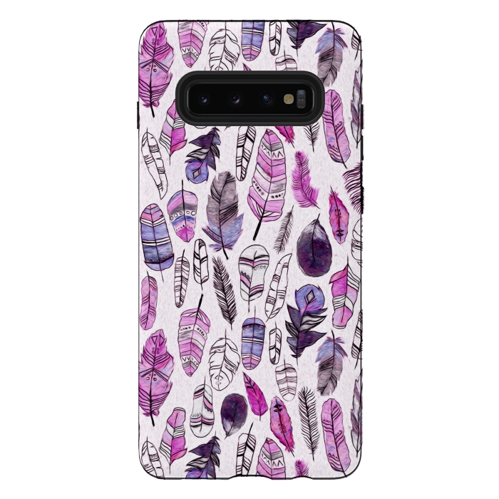 Galaxy S10 plus StrongFit Purple Feathers  by Tigatiga