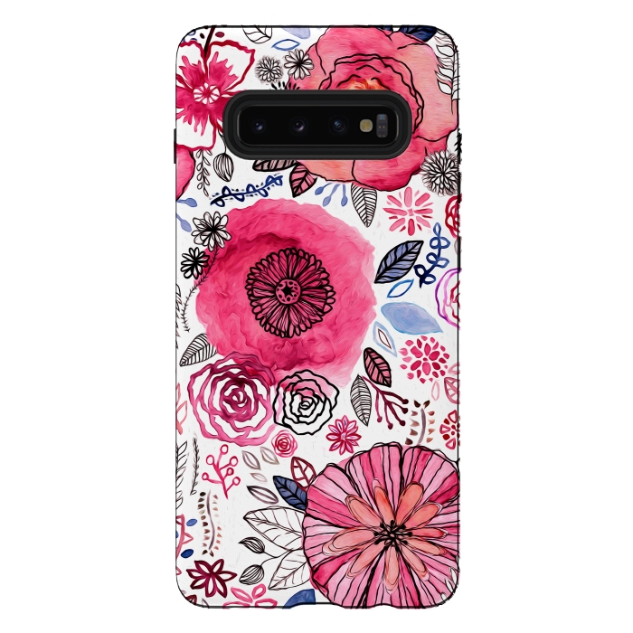 Galaxy S10 plus StrongFit Pink Floral Mix  by Tigatiga