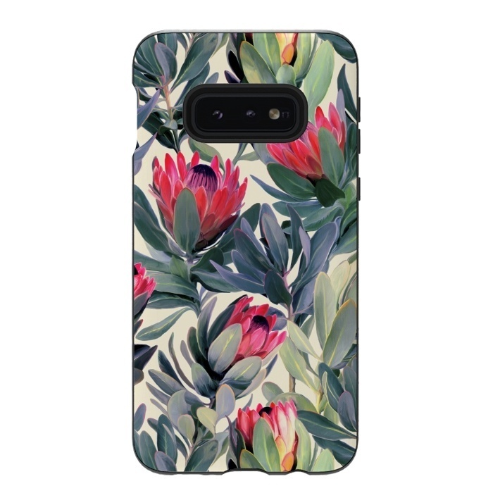 Galaxy S10e StrongFit Painted Protea Pattern by Micklyn Le Feuvre