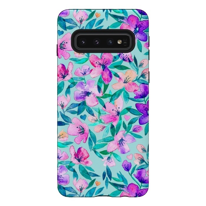 Galaxy S10 StrongFit Happy Spring Floral in Watercolor by Micklyn Le Feuvre