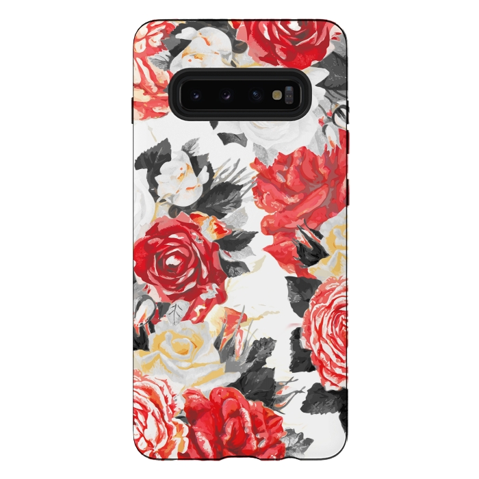 Galaxy S10 plus StrongFit Red and white rose bouquet by Oana 