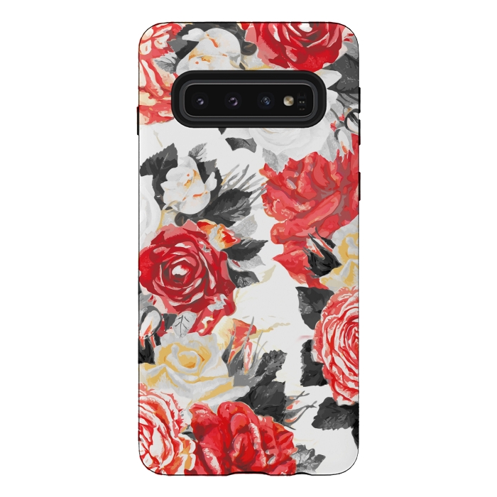 Galaxy S10 StrongFit Red and white rose bouquet by Oana 