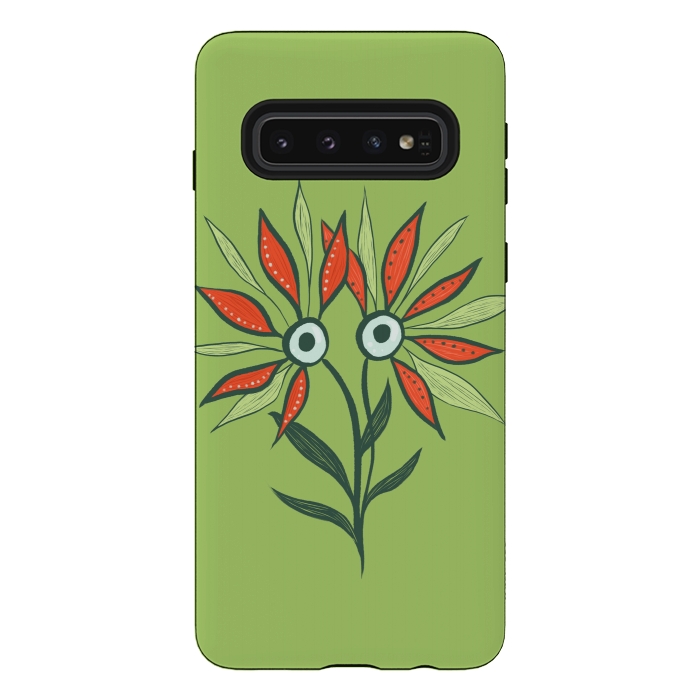 Galaxy S10 StrongFit Cute Eyes Character Flower Monster by Boriana Giormova