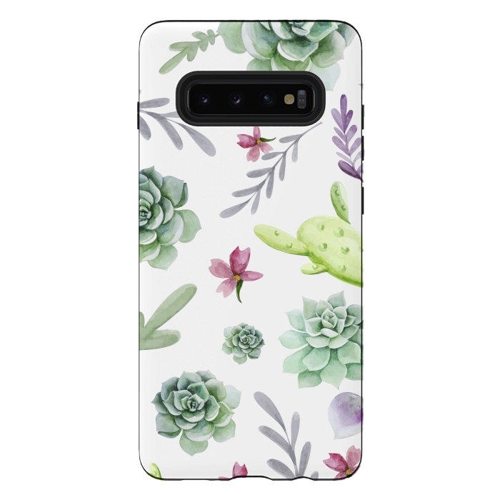 Galaxy S10 plus StrongFit Cactus Watercolor Pattern by Bledi
