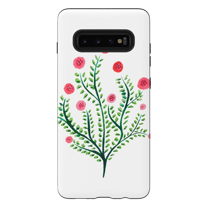 Galaxy S10 plus StrongFit Spring Plant In Pink And Green by Boriana Giormova