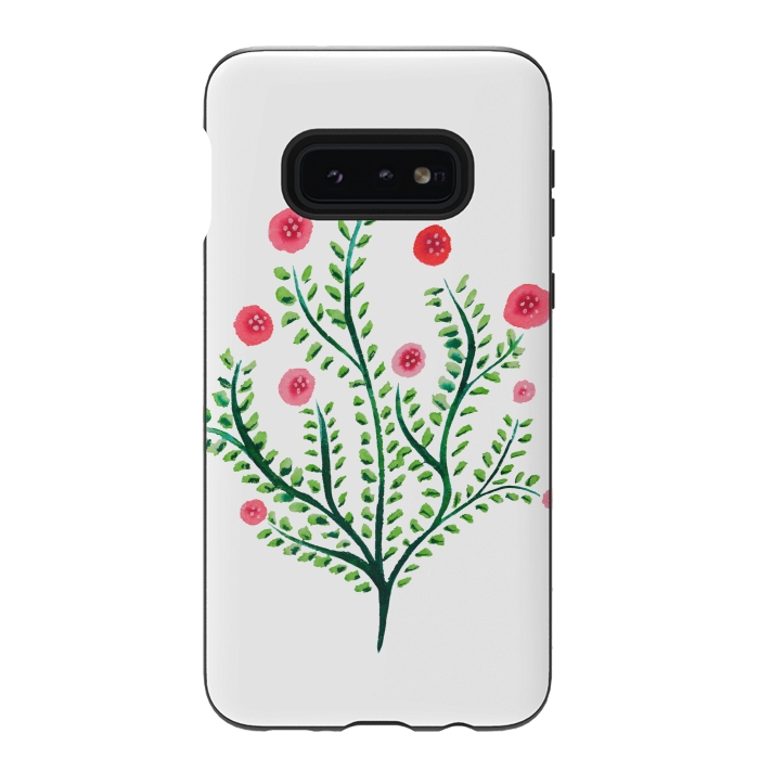 Galaxy S10e StrongFit Spring Plant In Pink And Green by Boriana Giormova