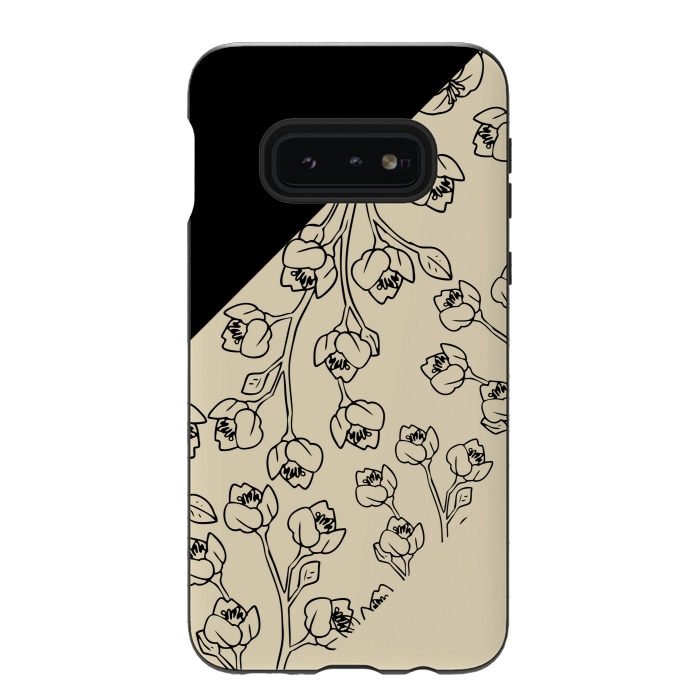 Galaxy S10e StrongFit floral offwhite pattern by MALLIKA
