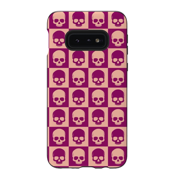 Galaxy S10e StrongFit Checkered Skulls Pattern II by Art Design Works