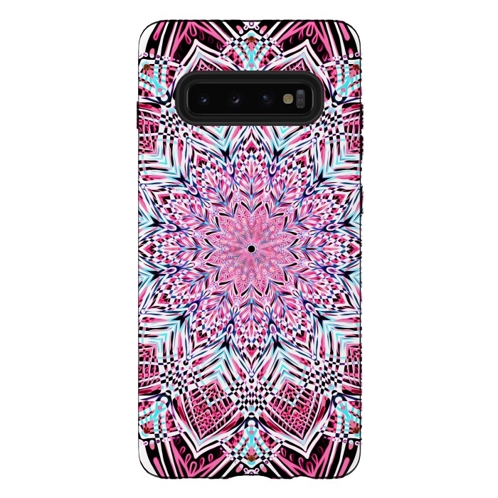 Galaxy S10 plus StrongFit Berry Pink Detailed Mandala by Micklyn Le Feuvre