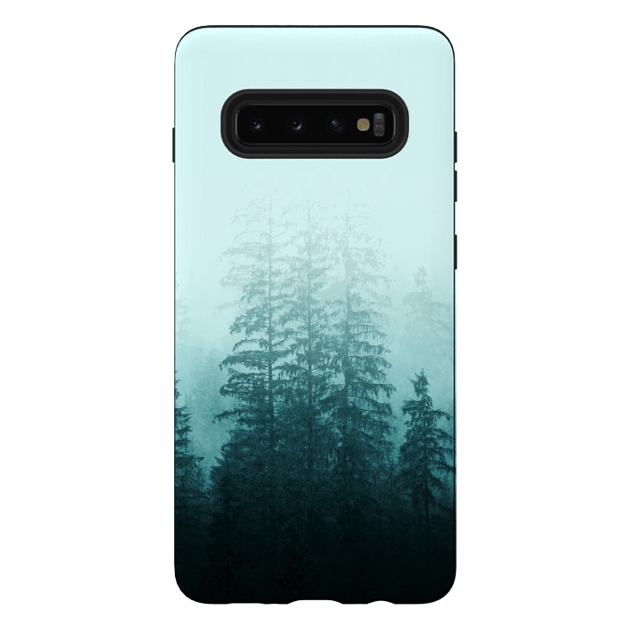 Galaxy S10 plus StrongFit Blue Coniferous Forest by Creativeaxle