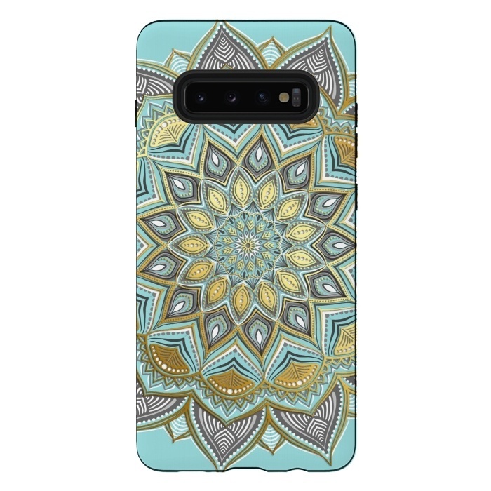 Galaxy S10 plus StrongFit Sunny Skies Gilded Lace Medallion by Micklyn Le Feuvre