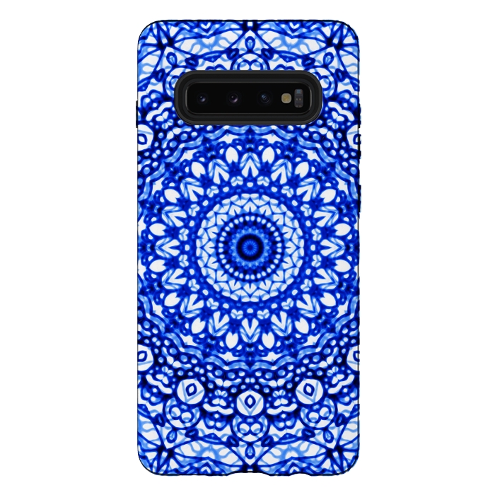 Galaxy S10 plus StrongFit Blue Mandala Mehndi Style G403  by Medusa GraphicArt