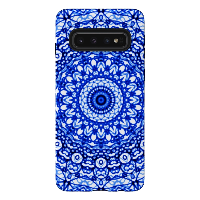 Galaxy S10 StrongFit Blue Mandala Mehndi Style G403  by Medusa GraphicArt