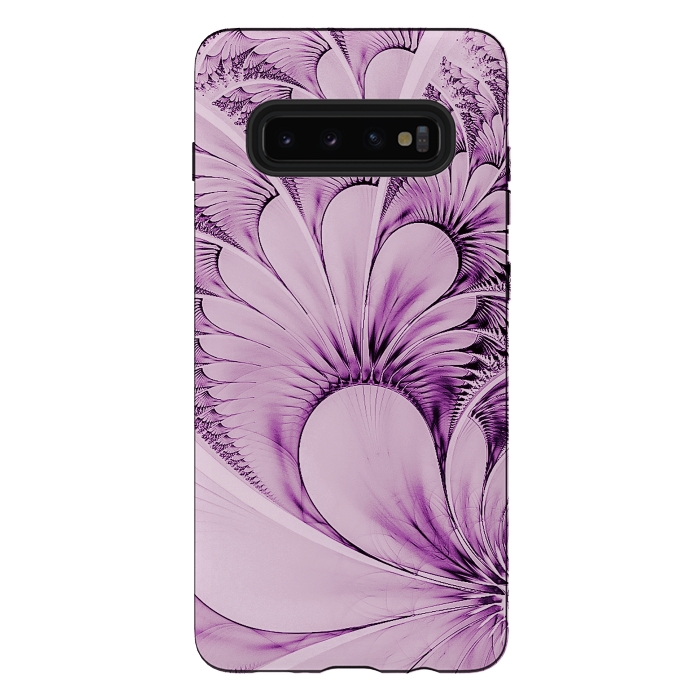 Galaxy S10 plus StrongFit Pink Fractal Flowers by Andrea Haase
