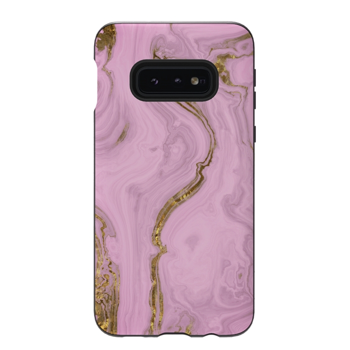 Galaxy S10e StrongFit Elegant Pink Marble With Gold 2 by Andrea Haase