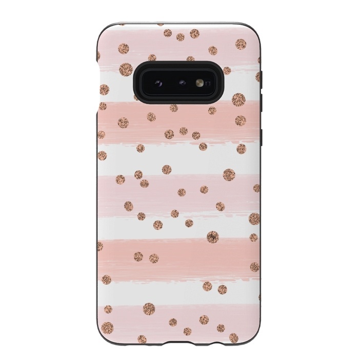 Galaxy S10e StrongFit Pink girly stripes by Martina