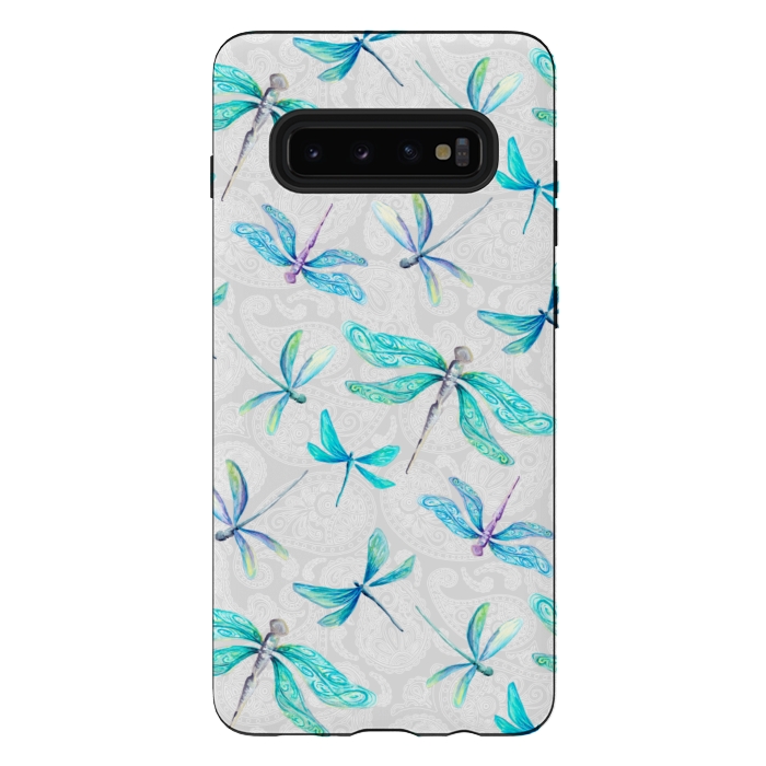 Galaxy S10 plus StrongFit Dragonfly Paisley by gingerlique