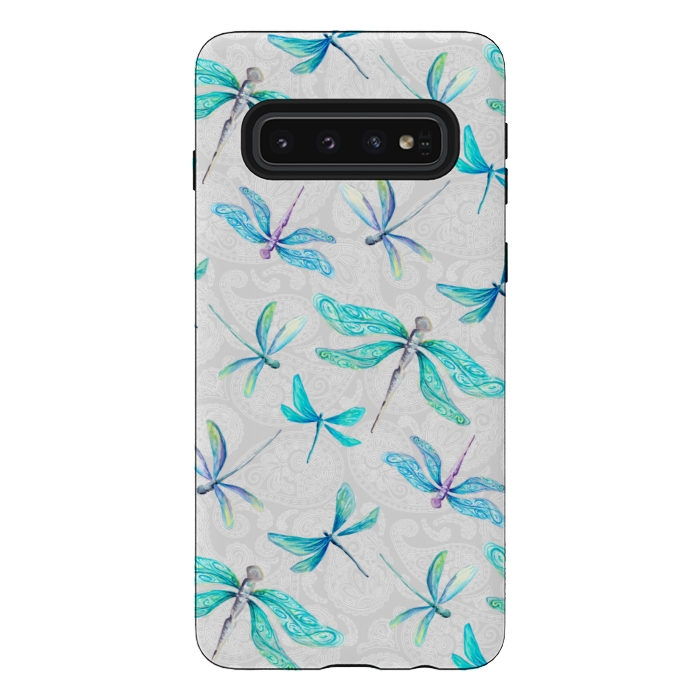 Galaxy S10 StrongFit Dragonfly Paisley by gingerlique