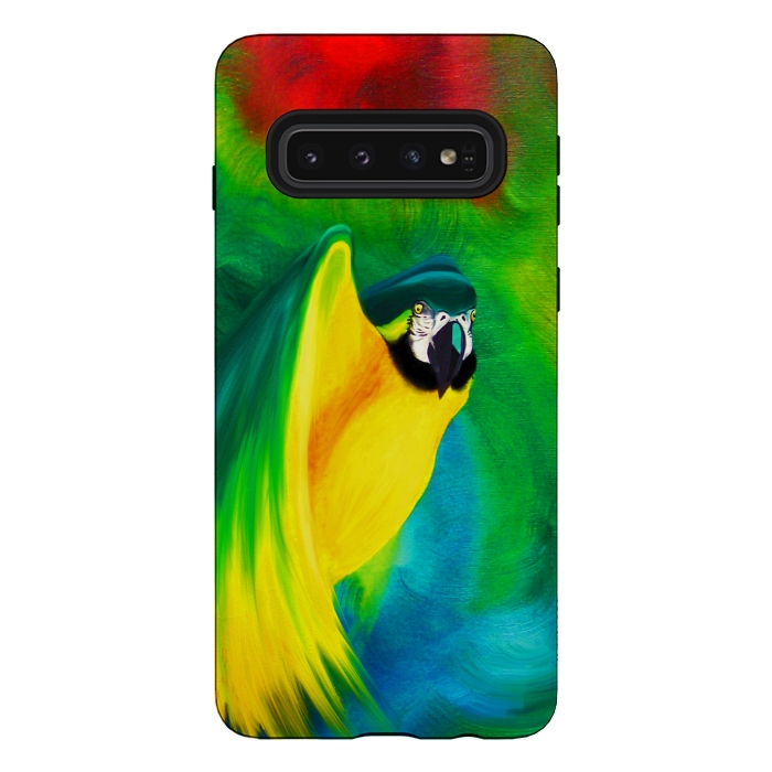 Galaxy S10 StrongFit Macaw Parrot Ara Oil on Canvas Painting  by BluedarkArt