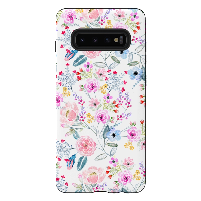 Galaxy S10 plus StrongFit Vintage floral Watercolor hand paint design by InovArts
