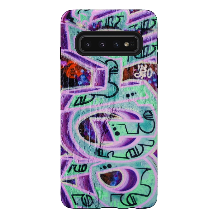 Galaxy S10 StrongFit Graffiti Art Pink And Green by Andrea Haase
