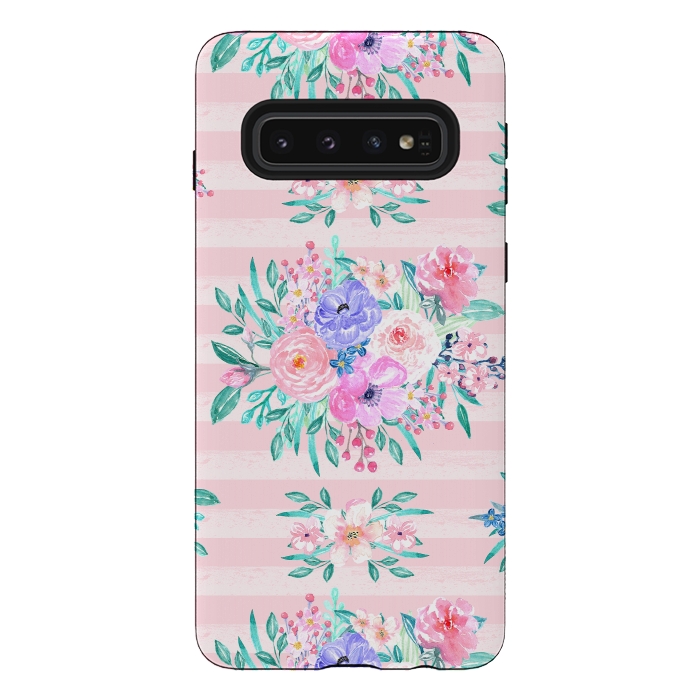 Galaxy S10 StrongFit Beautiful watercolor garden floral paint by InovArts