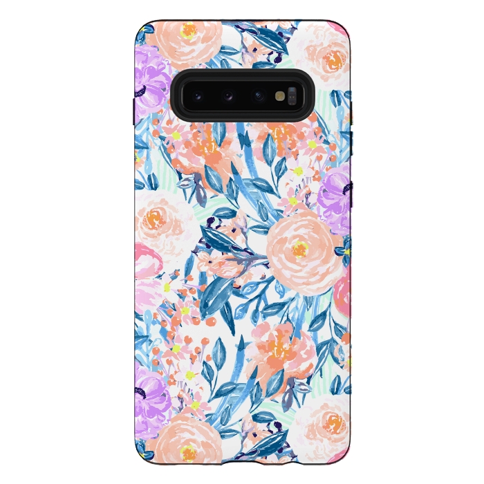 Galaxy S10 plus StrongFit Modern watercolor garden floral paint by InovArts