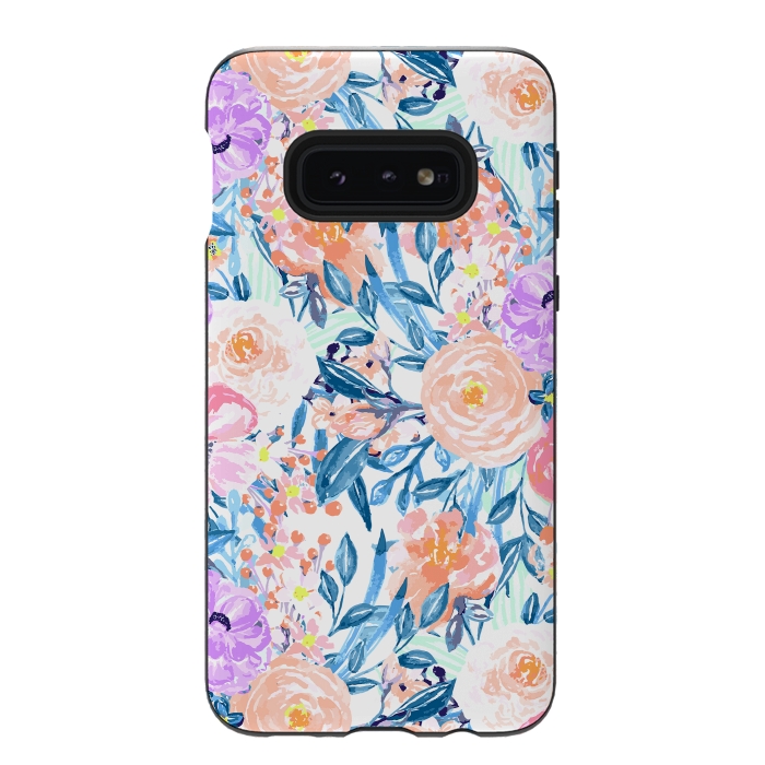 Galaxy S10e StrongFit Modern watercolor garden floral paint by InovArts