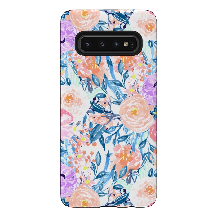 Galaxy S10 StrongFit Modern watercolor garden floral paint by InovArts