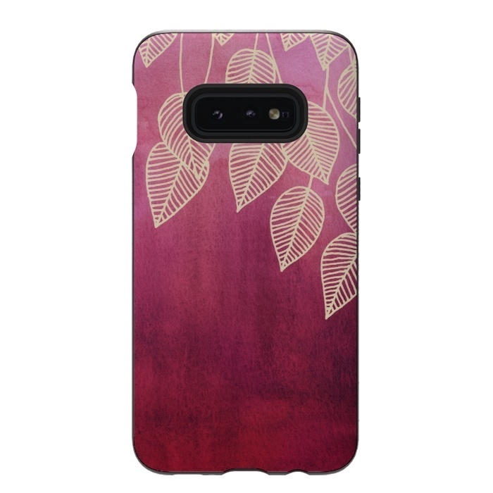 Galaxy S10e StrongFit Magenta Garden in watercolor and ink by Micklyn Le Feuvre