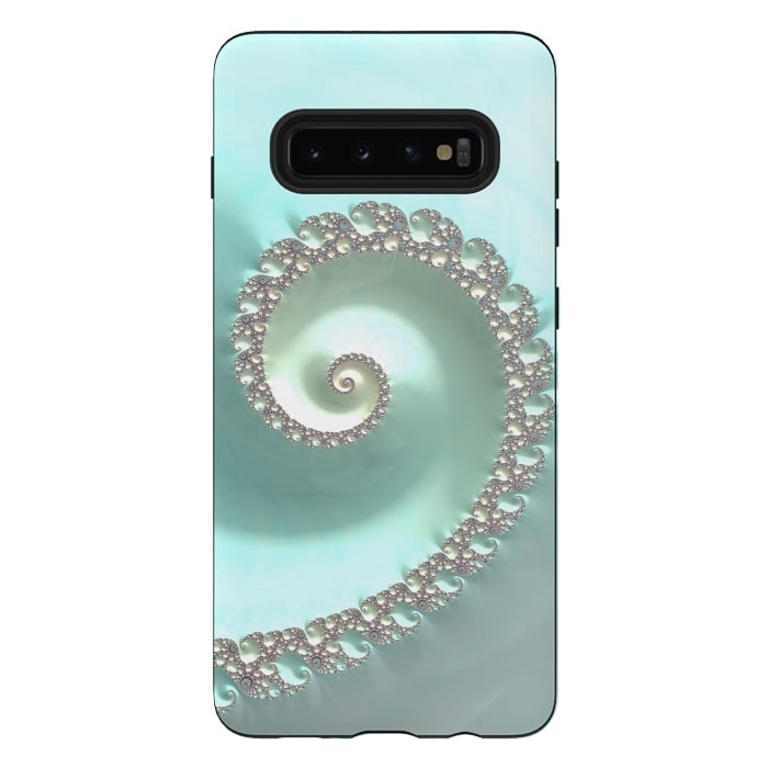 Galaxy S10 plus StrongFit Fantastic Turquoise Fractal by Andrea Haase