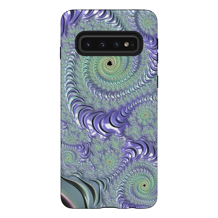 Galaxy S10 StrongFit Teal And Purple Fractal Design by Andrea Haase