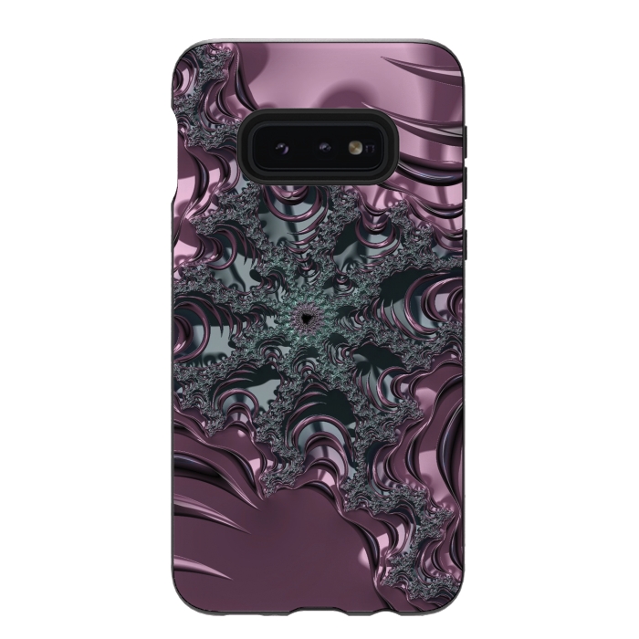 Galaxy S10e StrongFit Shiny Pink Green Fractal Design by Andrea Haase