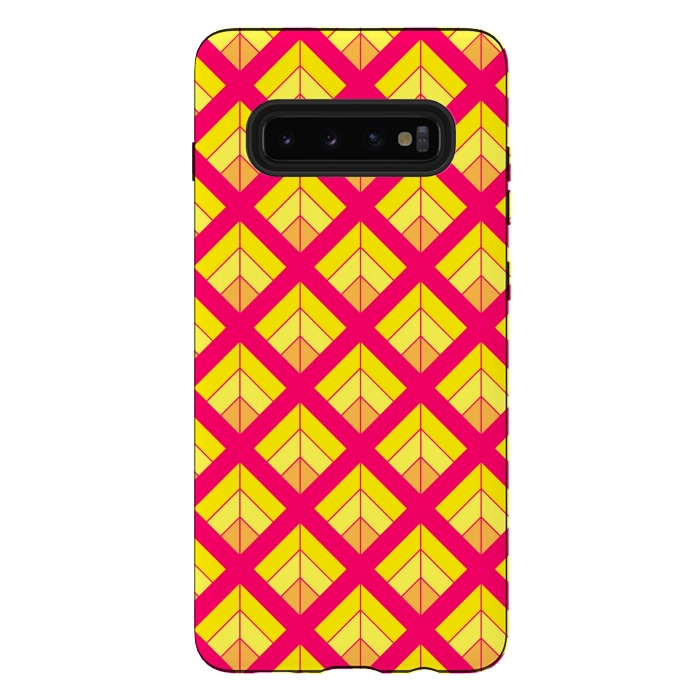 Galaxy S10 plus StrongFit YELLOW RED DIAMOND PATTERN by MALLIKA