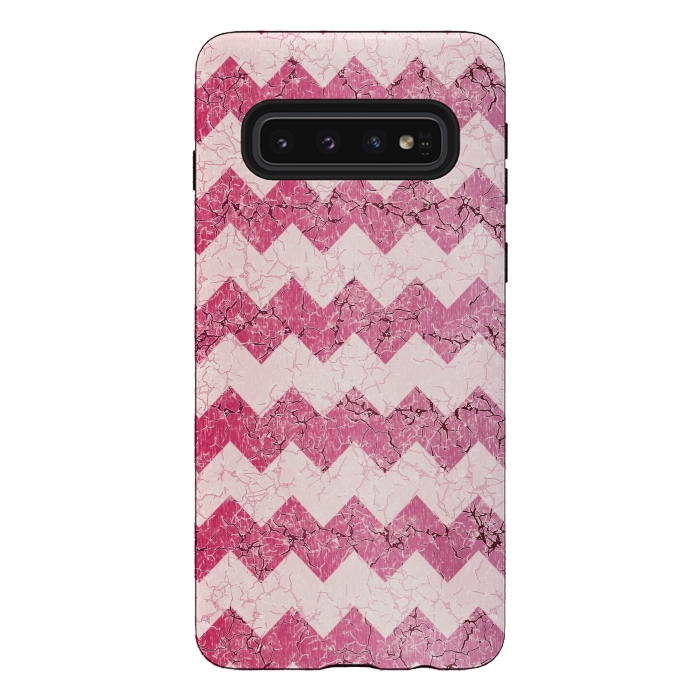 Galaxy S10 StrongFit Pink chevron by Jms